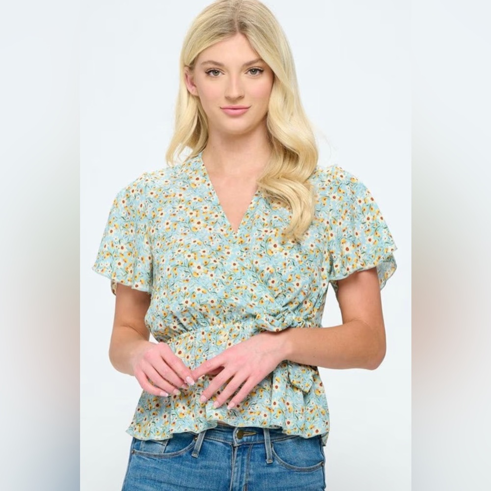 Miley + Molly Floral Faux Wrap Top